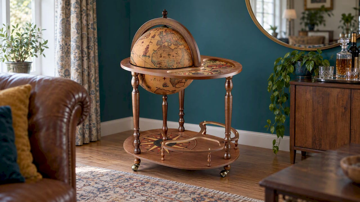 Giasone globe bar in an elegant salon