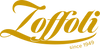 Logo Zoffoli in lettering dorato.