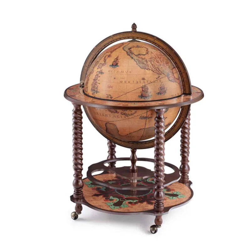 Zoffoli Bacco: Classic globe bar with a closed brown sphere and ornate wooden frame.