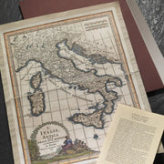Zoffoli Cassini 1800 antique-style map of Italy with accompanying printed information.