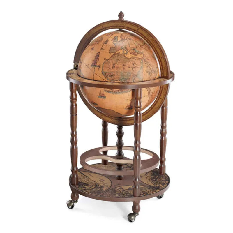 Zoffoli Minerva Classic globe bar with a closed brown sphere, complete ring and lower shelf.