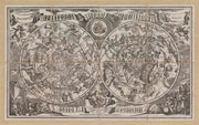 Zoffoli Brunacci celestial planisphere print in black and white with two star charts.