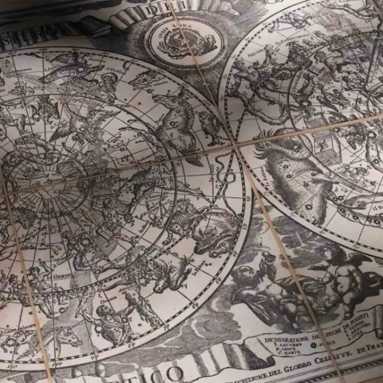 Zoffoli close-up of constellations and circular star charts on the Brunacci print.