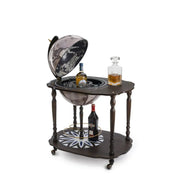 Zoffoli Vesuvio: Noir globe bar trolley opened with drinks on the side tray and lower shelf.